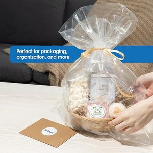 Bolsas retráctiles de PE transparente de grado alimenticio, con asa de mano, reciclables, para pan casero, panadería, empaque a granel de pasteles - Product Image 1