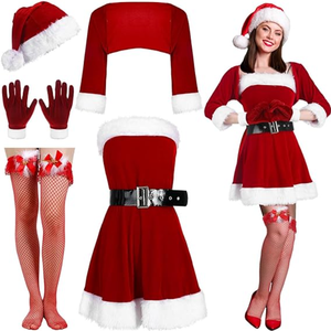 Çocuk partileri için toptan şişme Santa Claus yetişkinler için kostüm süslü elbise noel kadın - Product Image 1