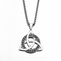 Collier unisexe en acier inoxydable avec chaîne à maillons carrés, nœud celtique viking nordique, pendentif rune vintage, fabriqué en Chine