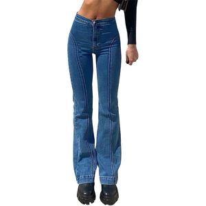 2025 pantalones vaqueros acampanados de cintura alta para mujer, pantalones vaqueros ajustados con Ajuste Recto, estilo de corte de bota, diseño transpirable - Product Image 5