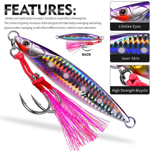 WildTrek <span class=keywords><strong>Esca</strong></span> Artificiale in Piombo da 40g-100g con Piuma Luminosa a Rapido Affondamento <span class=keywords><strong>per</strong></span> Acque Salate, <span class=keywords><strong>per</strong></span> Spigola, Tonno, Salmone e Pesce Gatto - Product Image 4