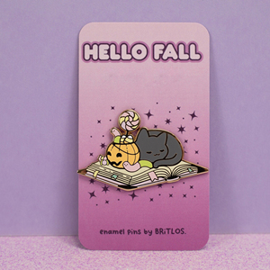 Sleepy Candy <strong>Cat</strong> Laying on <strong>the</strong> <strong>Book</strong> Enamel Lapel Pin Badge Custom Pumpkin Halloween Gifts Hard Enamel Pins <strong>cat</strong> for Holiday Gift - Product Image 4