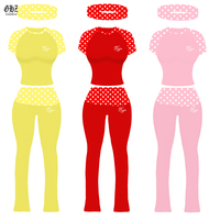Ensembles personnalisés Y2k pour femmes, vêtements d'été 2 pièces, imprimé à pois, haut court à manches raglan, pantalon plissé pour tenue décontractée