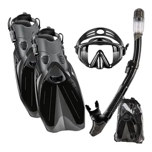 Di alta qualità Custom pinne da nuoto e Snorkel maschera Set OEM prezzo di fabbrica pinne da immersione gratis maschera e pinne di plastica regolabile