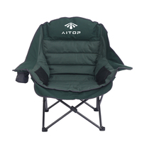 Chaise d'extérieur rembourrée robuste chaises de camping surdimensionnées pliantes avec porte-gobelet et sac de transport chaise de lune épaissie
