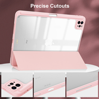 Étuis pour tablette à trois plis antichoc avec coque arrière transparente en PC et emplacement pour stylet pour iPad Air 13 2024 2025 et iPad Pro 12.9