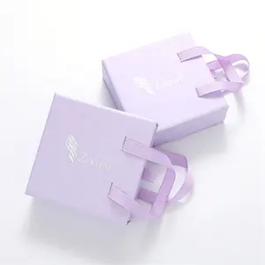 Mling — boîtes d'emballage de bijoux en papier avec nœud violet, nouvelles tendances, ruban imprimé