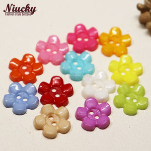 Tombol bunga warna-warni plastik 15mm tombol bunga kartun warna-warni 5 kelopak untuk kerajinan buku tempel jahit, 2 lubang, 12 warna - Product Image 2