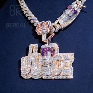 Collar de Plata 925 con Colgante de Letra Personalizado Estilo Hip Hop, con Moissanita VVS que Pasa el Test de Diamantes, Joyería para Hombre - Product Image 2