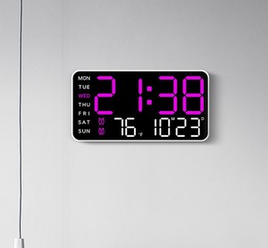 <span class=keywords><strong>Horloge</strong></span> <span class=keywords><strong>murale</strong></span> de bureau numérique LED colorée 12/24 heures DST réveil électronique <span class=keywords><strong>avec</strong></span> affichage du calendrier de la <span class=keywords><strong>date</strong></span> de la température - Product Image 4