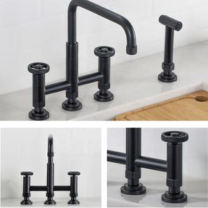 KBIS mejor Diamante de Caño erogación ajustable puente grifo de la cocina en negro mate - Product Image 3