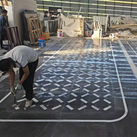 Carrelage de sol en marbre noir et blanc, motif géométrique en treillis, incrustation de pierre Nero Marquina, moderne, écologique, pour villa de luxe