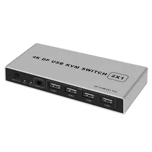 2X1 모니터 스위치 KVM 2 포트 KVM 스위치 USB Displayport 4K 30Hz 60Hz 스위처 (케이블 포함)