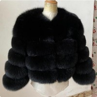 Manteau de Fourrure de Renard Véritable ou Imitation Direct Usine Vente en Gros pour Femme, Manteau Chaud d'Hiver
