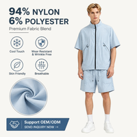 Ensemble 2 pièces unisexe en nylon Ripstop : Veste zippée à col montant et short de protection solaire à séchage rapide avec taille élastique – Survêtement d'extérieur OEM