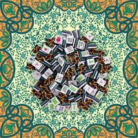 Mahjong gravé à 4 couches de 160 tuiles, motif léopard de luxe de 1-1/4 po avec tapis arabesque bleu sarcelle marguerite persane