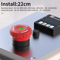 Interruptor de Parada de Emergencia LANBOO 22MM SA2-2 de Alta Corriente, Serie de 2 Pernos, IP65 Impermeable, Voltaje Máximo 220V/24V para Electrodomésticos