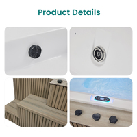 WS-SP3200 Spa extérieur moderne de luxe en acrylique brun de haute qualité, bain à remous carré avec escalier