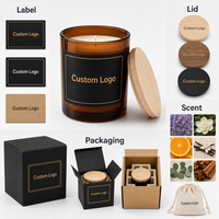 Bougie en verre ambré à la cire d'abeille parfumée personnalisée avec couvercle et boîte d'emballage pour les fêtes/Noël