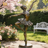 Statue de ballerine en bronze sculptée à la main grandeur nature pour jardin, décoration de patio, sculpture de danseuse de ballet