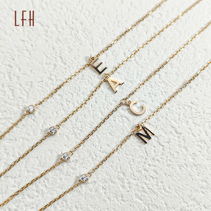 Pulsera de cadena con nombre y letra inicial de oro sólido de 18k, brazalete con nombre y letras personalizadas, joyería de oro Real - Product Image 2