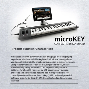 Clavier <span class=keywords><strong>MIDI</strong></span> numérique portable <span class=keywords><strong>KORG</strong></span> MICROKEY2 AIR 25 37 49 61 touches avec corps en plastique et batterie rechargeable - Product Image 5