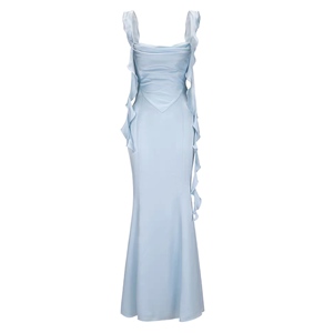 <span class=keywords><strong>Maxi</strong></span> Abito Estivo 2025 in Chiffon Lavorato a Maglia con Stampa Digitale, Lavabile, con Spalle Scoperte, Fodera in Poliestere, <span class=keywords><strong>Moda</strong></span> Casual Senza Schienale - Product Image 4