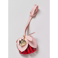 Breloque de sac personnalisée en cuir avec fleur et pompon, porte-clés fait main, accessoire pour sacs à main