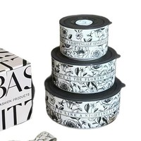 Vente en gros de bols de rangement pour aliments en céramique à motifs floraux, 3 tailles, ensemble de récipients en porcelaine pour conserver la fraîcheur avec couvercle, emballage en boîte cadeau