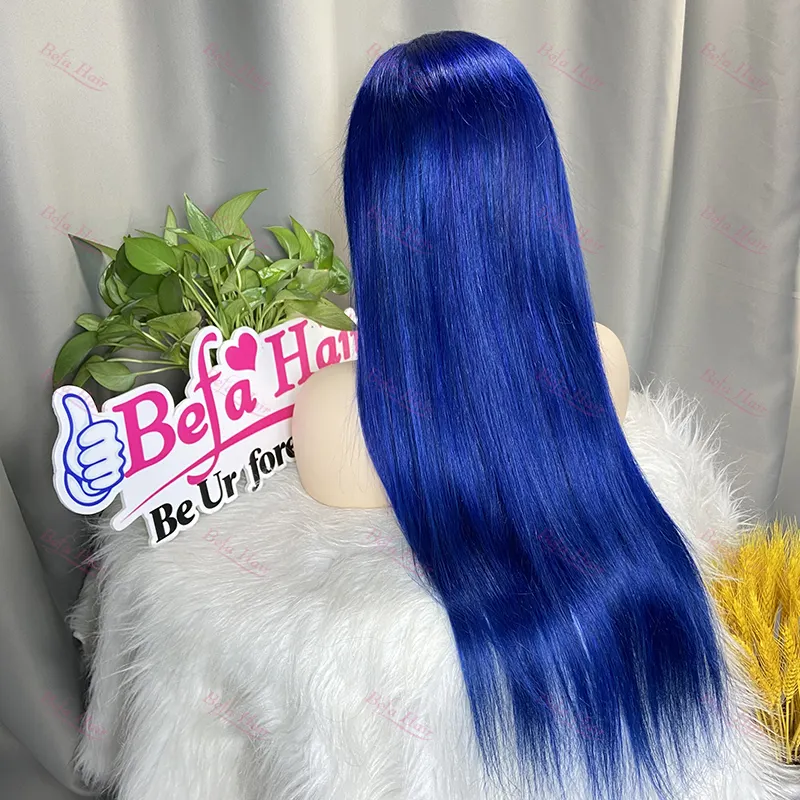 Rambut manusia 13x6 Hd renda Frontal Wig Brazilian Virgin Blue Wig rambut untuk WANITA HITAM