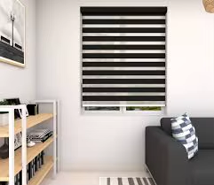 Stores zébrés à double couche Offre Spéciale stores manuels occultants couleur noire pour bureau de projet motif horizontal - Product Image 6