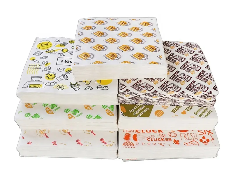 Wholesale customized printed size food safe grade burger greaseproof wrapping coated paper with your own logo