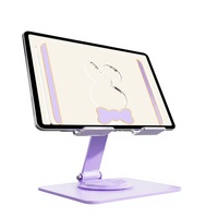 Support de tablette en acrylique QINGYUN ZJ-034 en forme de lapin mignon, rotatif à 360°, pliable, réglable, universel pour ordinateur portable et tablette, multicolore