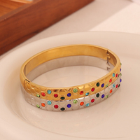 Bracelets en acier inoxydable plaqué or 18 carats de luxe gravés 2026 pour femmes, fermoir sphérique en diamant coloré, zircon, cadeau tendance