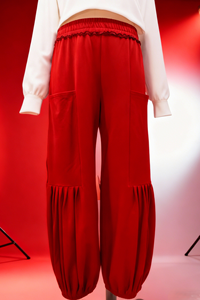 Pantalones Joggers Holgados de Punto Suave y Elástico para Mujer, Pantalones Deportivos con Cintura con Volantes y Pliegues, Estilo <span class=keywords><strong>Cargo</strong></span> - Product Image 3