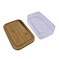 Plateau à beurre en bambou avec couvercle pour comptoir et étagère de porte de réfrigérateur