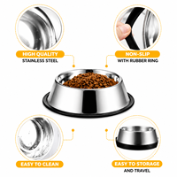 Bol pour chien en acier inoxydable avec logo personnalisé, antidérapant, pour nourriture et eau, base en caoutchouc, facile à nettoyer, motif os, pour chiens et chats, OEM