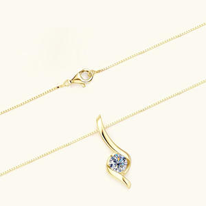 Collar con Colgante de Cristal Chapado en Rodio y Plata 925 para Mujer XL1342, Cadena Minimalista, Uso Diario, Engaste de Bisel, Oro Blanco - Product Image 3