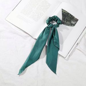 Wholesale Sweet Satin Silk Scrunchy Hair <b>Ties</b> Vintage Pure Color Bow Knot Long Ribbon Hair Scrunchies for Women - Product Image 1