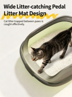 Bac à litière pour chat extra large, écologique, en plastique, avec clôture haute anti-éclaboussures, facile à nettoyer, contrôle des odeurs, capacité de 35 L pour les gros chats