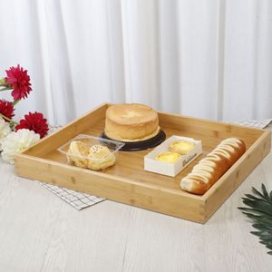 Bandeja de servir de bambú, plato rectangular de madera para exhibir pan, pasteles y repostería, uso doméstico - Product Image 1