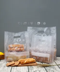 Sacs à provisions en plastique alimentaire imprimés personnalisés sac d'emballage à emporter pour pain gâteau bonbons muffin dessert