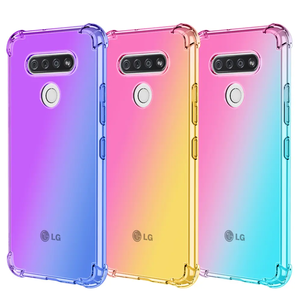 Rainbow gradient airbag shockproof phone case For LG Stylo 7 5G K92 K22 K52 K42 K51S K50S K40S K41S K51 soft TPU silicone cover
