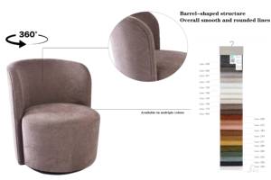 Sillones Giratorios Modernos CARLFORD de Tela para Sala de Estar, Muebles para el Hogar, Sillón con Base de Metal Negro, Sillones para Sala de Estar - Product Image 4