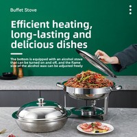 Ensemble de buffet multifonctionnel de luxe moderne en acier inoxydable doré rond de 6 L pour restaurants et services de traiteur
