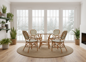 Ensemble de salle à manger compact et élégant en rotin/osier de style asiatique jamaïcain pour maisons, appartements, villas et espaces hôteliers chaleureux – Indonésie - Product Image 3