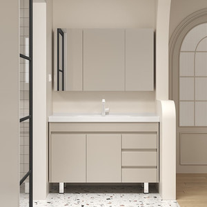 Nuevo mueble de baño blanco con espejo LED y lavabo de cerámica integrado - Product Image 1