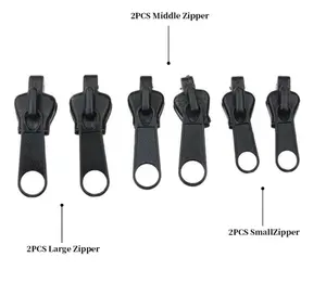 6Pcs Instant Zipper Universal Instant Fix Rits Reparatie Kit Vervanging Zip Slider Tanden Rescue Ritsen Voor 3 Verschillende Grootte