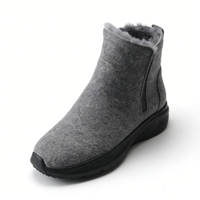 Vente en gros OEM/ODM – Bottes de neige souples imperméables grises en feutre de laine avec fermeture éclair latérale – Chaussures d'hiver chaudes avec doublure en fourrure – Logo et style personnalisés