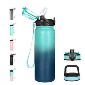Custom Logo 750ml Eco-friendly Handgrip Gradient Sports Vacuum Insulated 304 Stainless Steel Double Walled Water Bottle Lid - Product Image 2